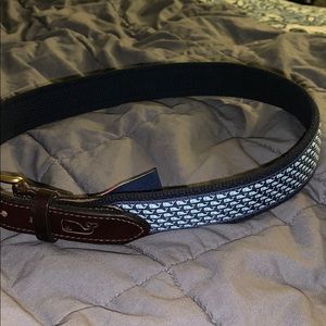 Vineyard Vines Belt canvas leather whale navy 28